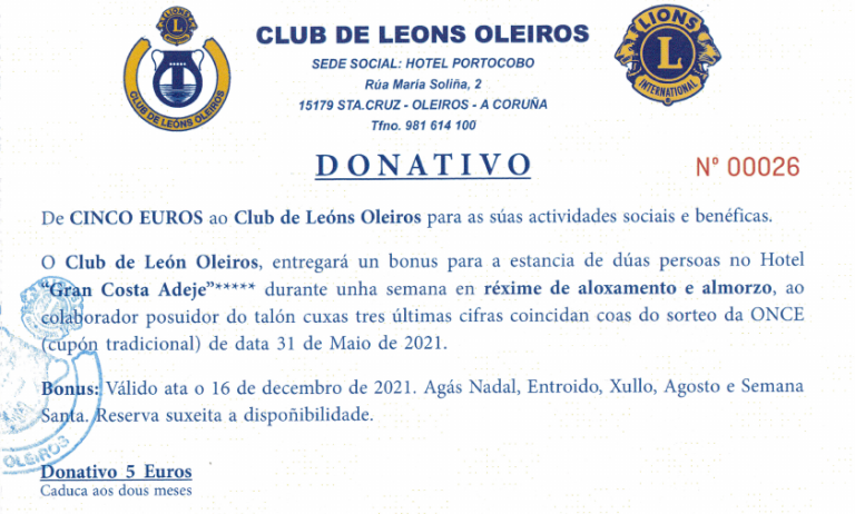 El Club de Leones Oleiros (La Coruña) continúa con su gran labor de ayuda a los más necesitados